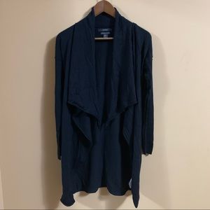 Black Tahari 100% Merino Wool Drape Open Cardigan